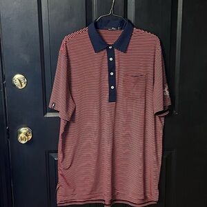Ralph Lauren Men's Polo Shirt - Red and Navy Stripes